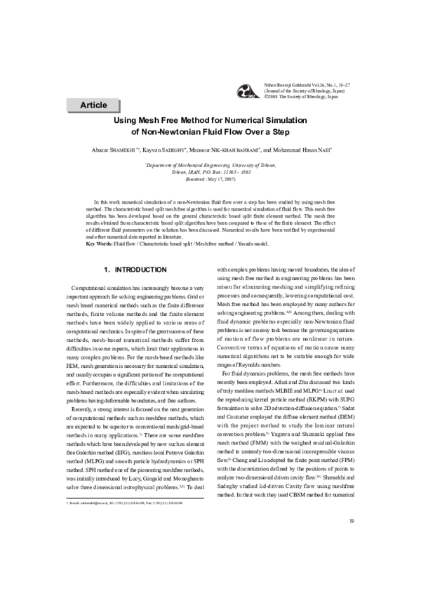 (PDF) Using Mesh Free Method for Numerical Simulation of Non-Newtonian ...