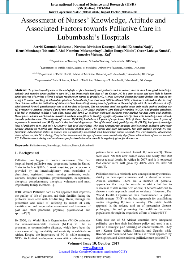 (PDF) Assessment of Nurses ’ Knowledge , Attitude and Associated ...