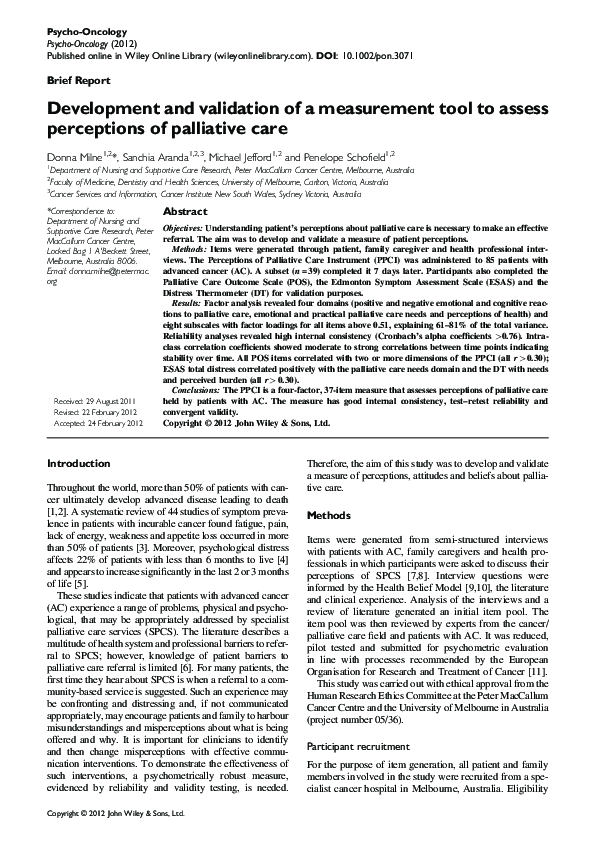 (PDF) Development and validation of a measurement tool to assess ...