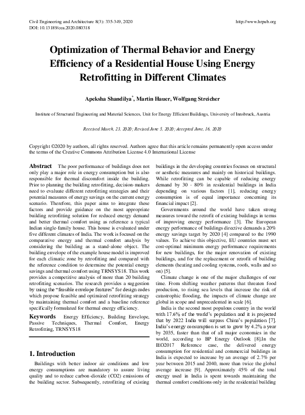 (PDF) Optimization of Thermal Behavior and Energy Efficiency of a ...