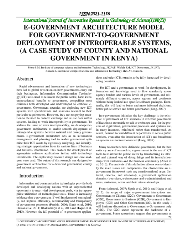 (PDF) E-government architecture model for government-to-government ...