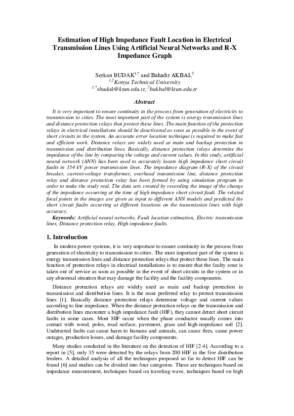 (PDF) Estimation of High Impedance Fault Location in Electrical ...