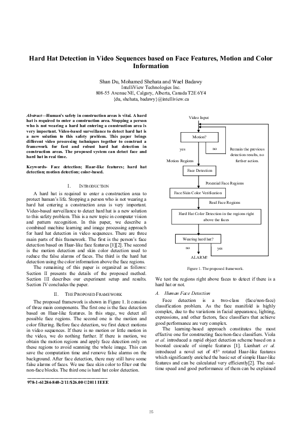 (PDF) Hard hat detection in video sequences based on face features ...
