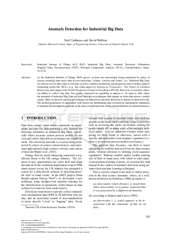 (PDF) Anomaly Detection for Industrial Big Data