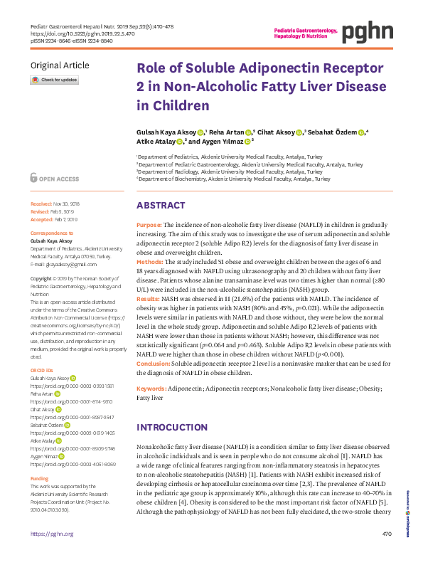 (PDF) Role of Soluble Adiponectin Receptor 2 in Non-Alcoholic Fatty ...