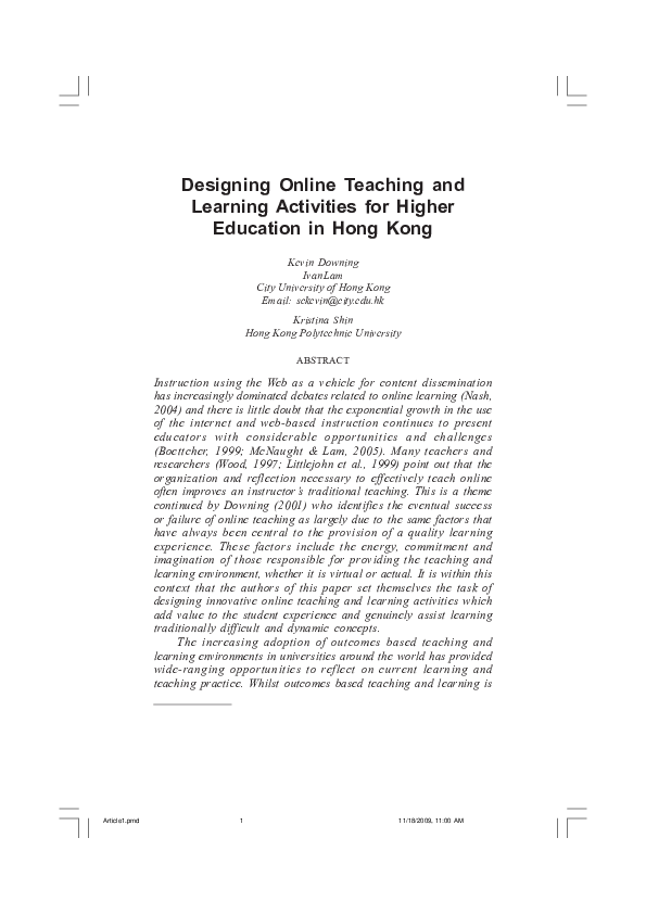 (PDF) Designing Online Teaching and Learning Activities for Higher ...
