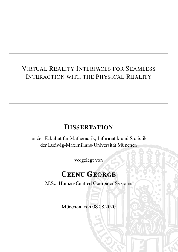 (PDF) Virtual reality interfaces for seamless interaction with the ...