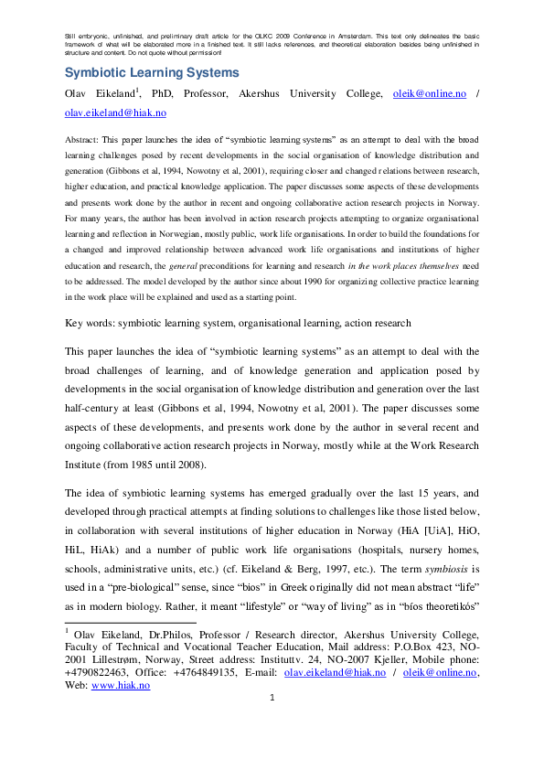 (PDF) Symbiotic Learning Systems