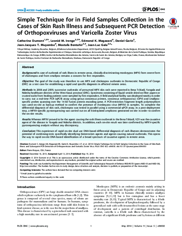 (PDF) Simple Technique for in Field Samples Collection in the Cases of ...