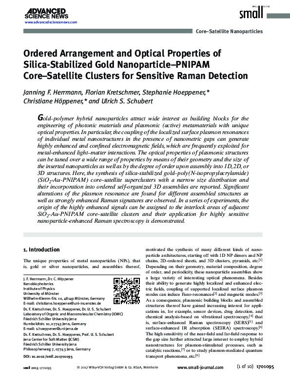 (PDF) Ordered Arrangement and Optical Properties of Silica-Stabilized ...