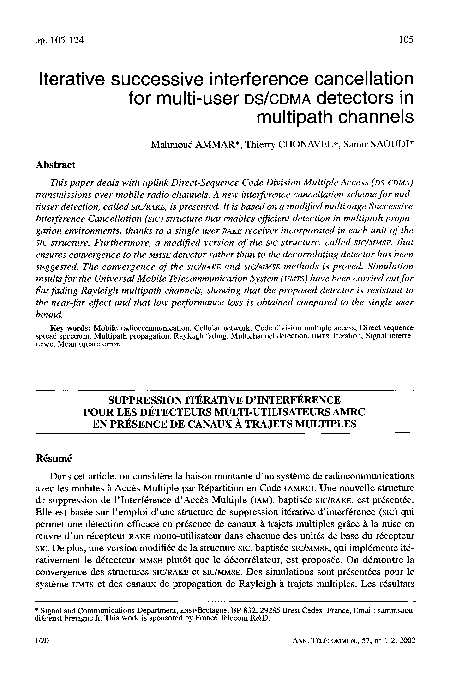 (PDF) Iterative Successive Interference Cancellation for Multi-User DS ...