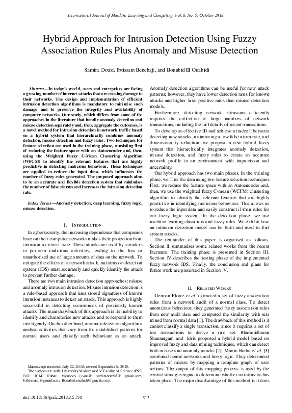 (PDF) Hybrid Approach for Intrusion Detection Using Fuzzy Association Rules
