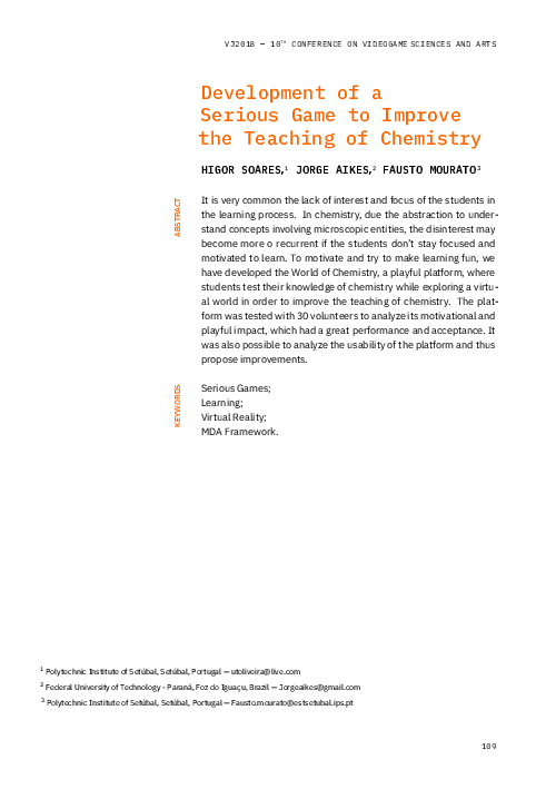 (PDF) Development of a Serious Game to Improve the Teaching of Chemistry