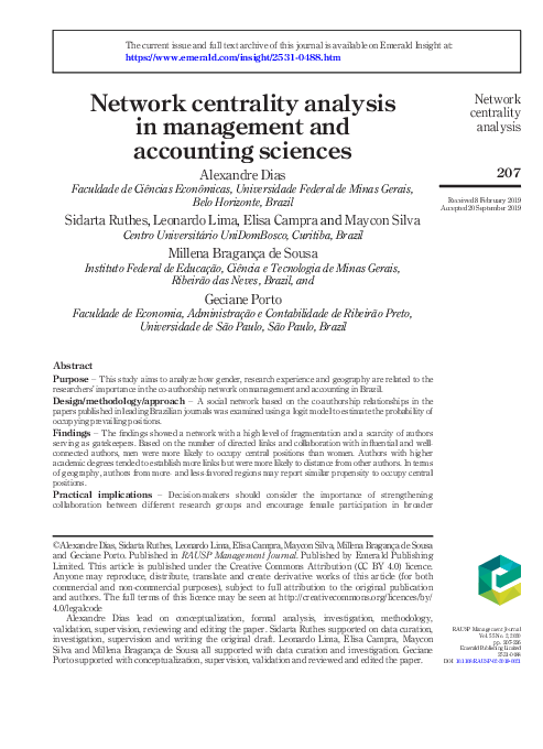 (PDF) Network centrality analysis in management and accounting sciences