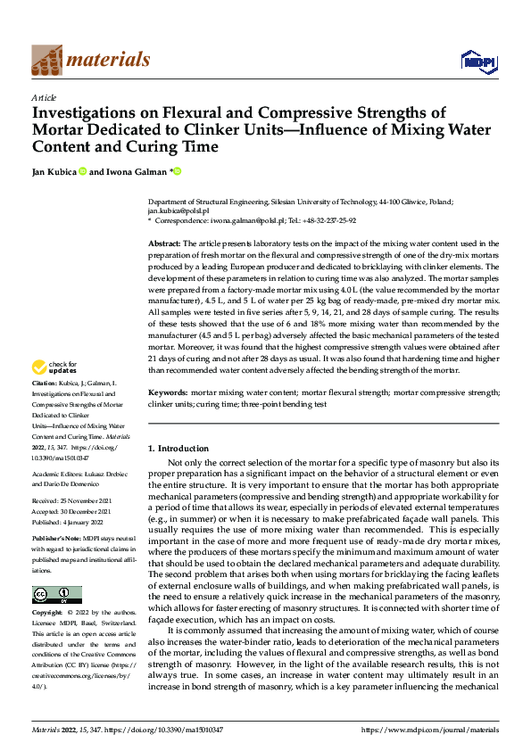 (PDF) Investigations on Flexural and Compressive Strengths of Mortar ...