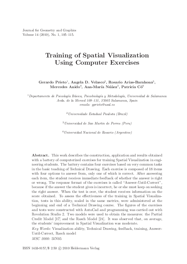 (PDF) Training of Spatial Visualization Using Computer Exercises
