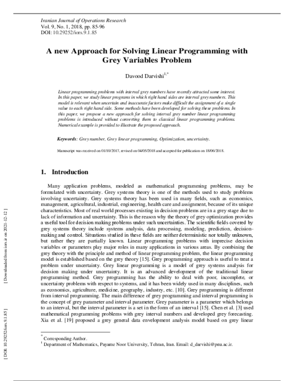 (PDF) A new Approach for Solving Linear Programming with Grey Variables ...