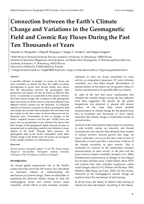 (PDF) Connection between the Earth’s Climate Change and Variations in ...