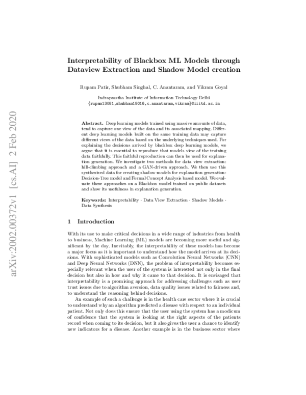 (PDF) Interpretability of Blackbox Machine Learning Models through ...