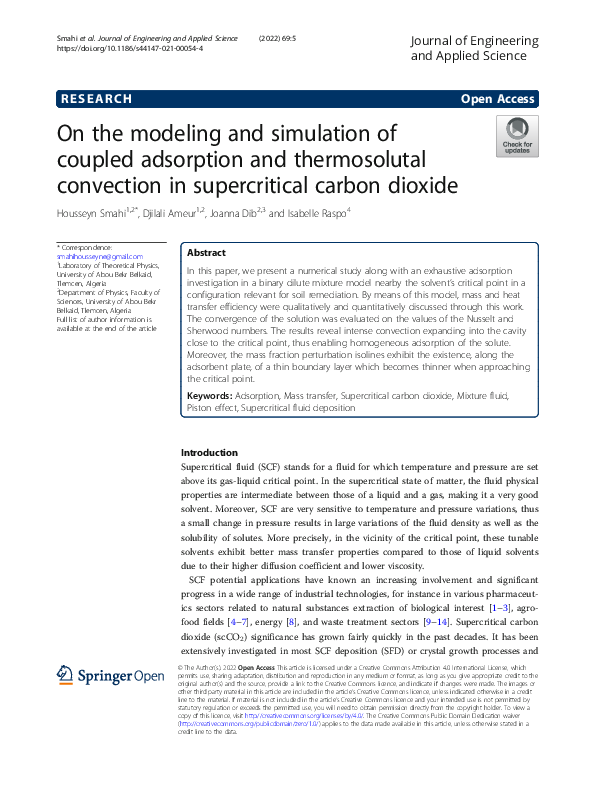 (PDF) On the modeling and simulation of coupled adsorption and ...