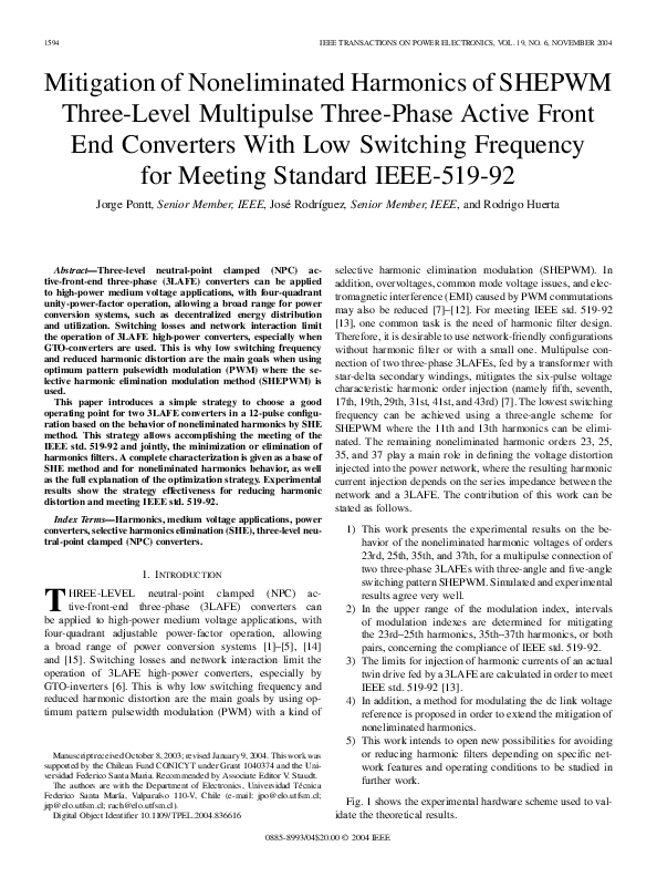 (PDF) Mitigation of Noneliminated Harmonics of SHEPWM Three-Level ...