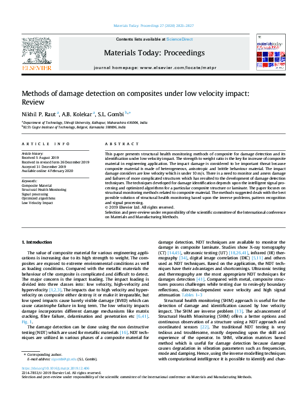 (PDF) Methods of damage detection on composites under low velocity ...
