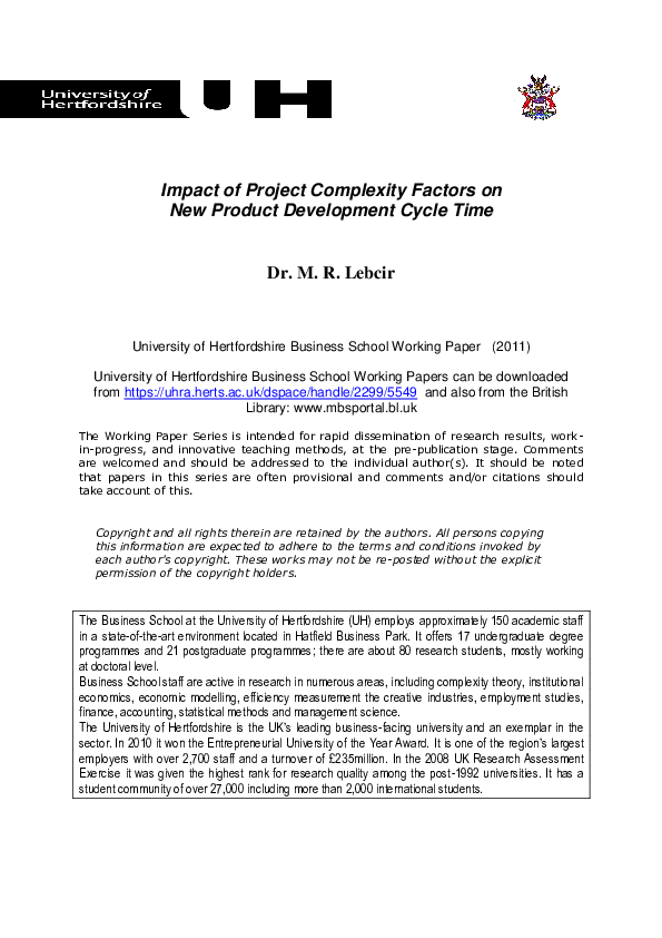 (PDF) Impact of project complexity factors on new product development ...