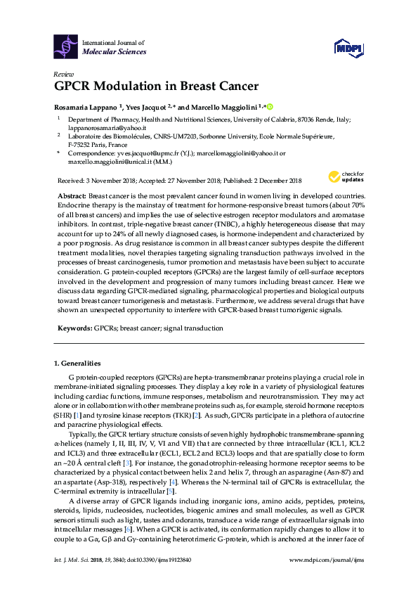(PDF) GPCR Modulation in Breast Cancer