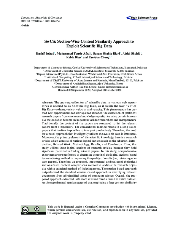 (PDF) Swcs: section-wise content similarity approach to exploit ...