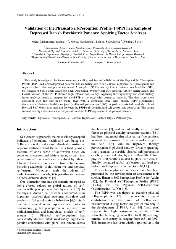(PDF) Validation of the Physical Self-Perception Profile (PSPP) in a ...