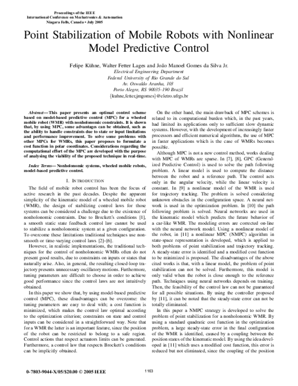 (PDF) Point stabilization of mobile robots with nonlinear model ...