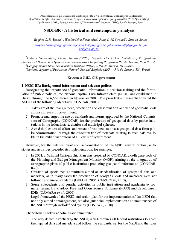 (PDF) NSDI-BR - a historical and contemporary analysis