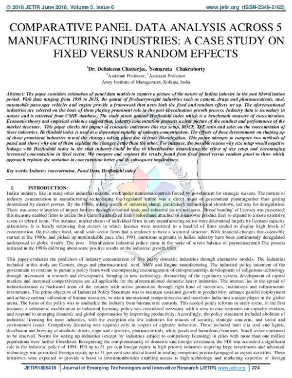 (PDF) Comparative Panel Data Analysis Across 5 Manufacturing Industries ...
