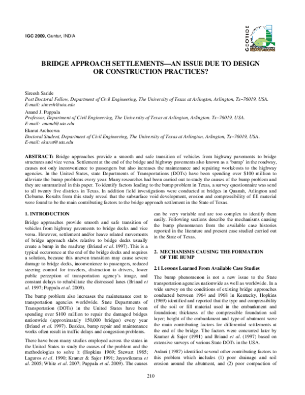 (PDF) Bridge Approach Settlements—An Issue Due to Design or ...