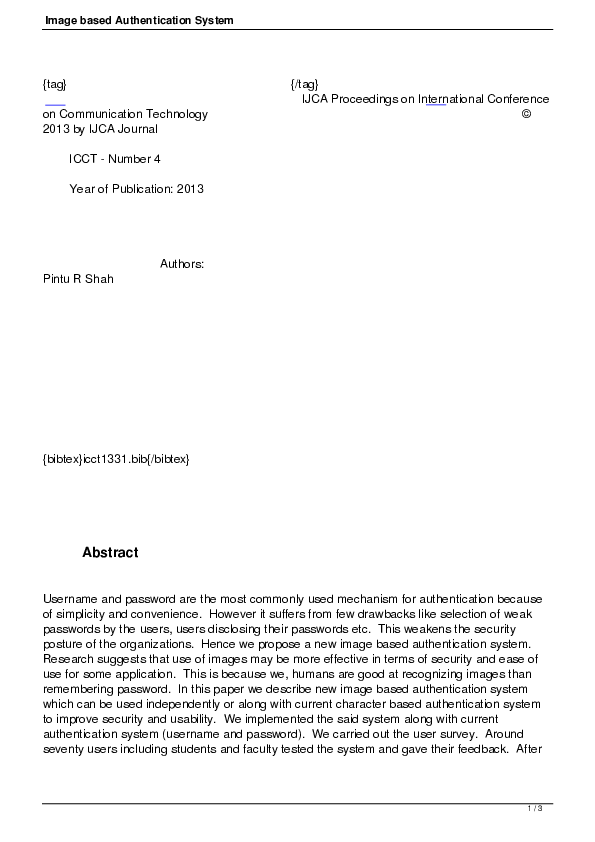 (PDF) Image based Authentication System