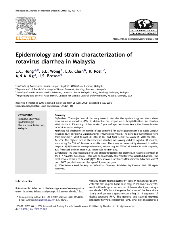 (PDF) Epidemiology and strain characterization of rotavirus diarrhea in ...