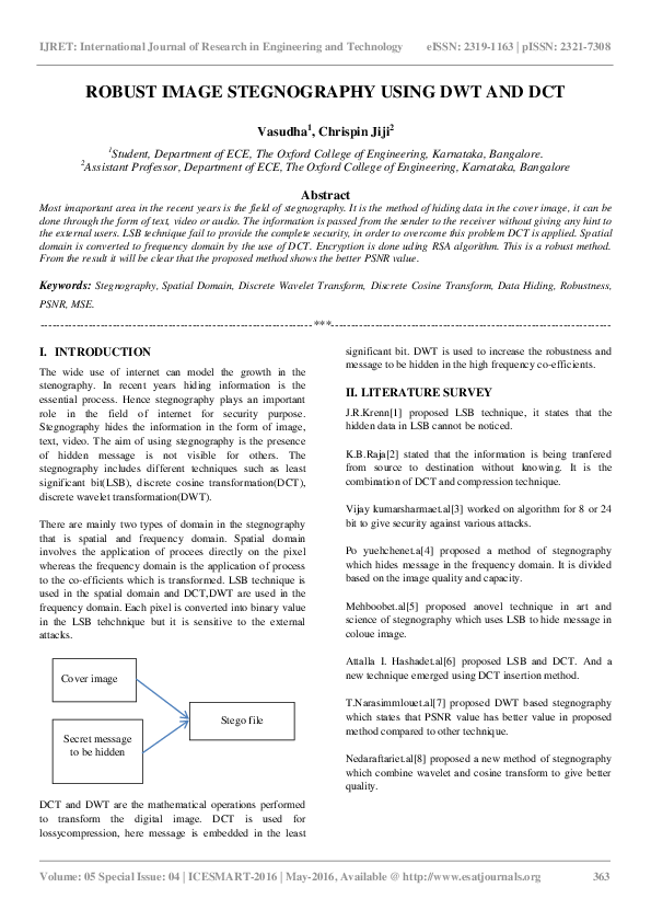 (PDF) Robust Image Stegnography Using DWT and DCT