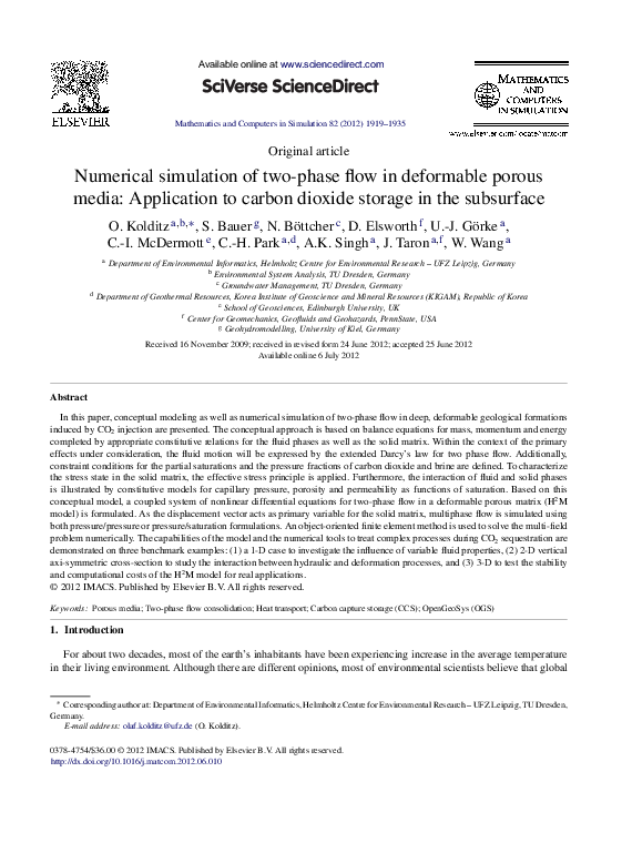(PDF) Numerical simulation of two-phase flow in deformable porous media ...