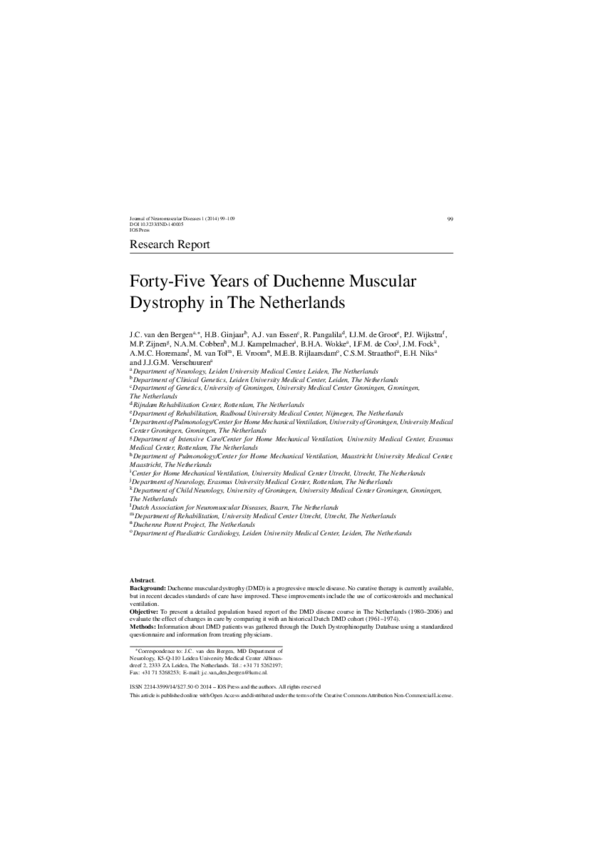 (PDF) Forty-Five Years of Duchenne Muscular Dystrophy in The Netherlands