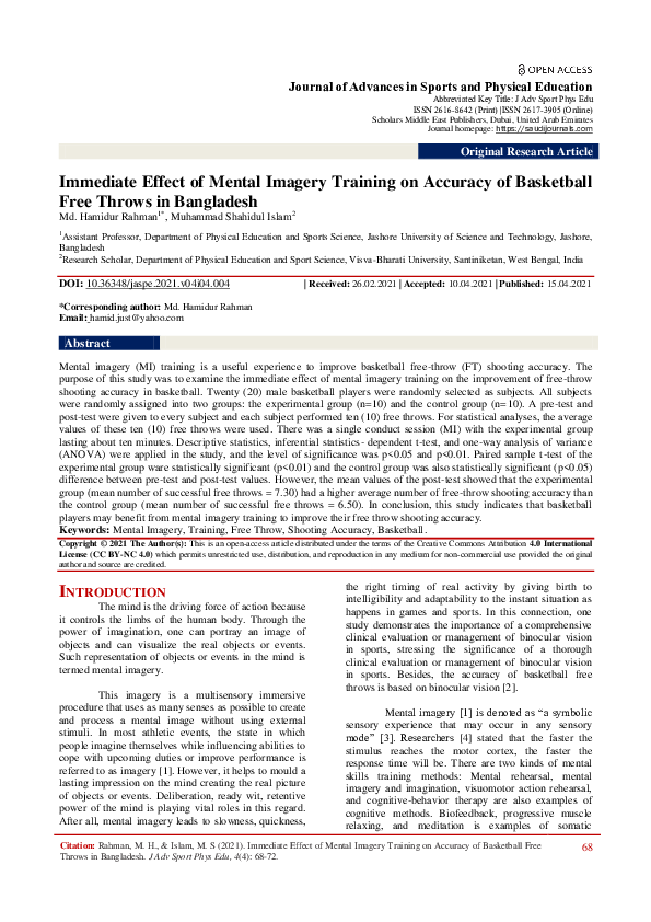 (PDF) Immediate Effect of Mental Imagery Training on Accuracy of ...