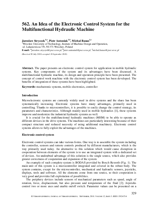 (PDF) An Idea of the Electronic Control System for the Multifunctional ...