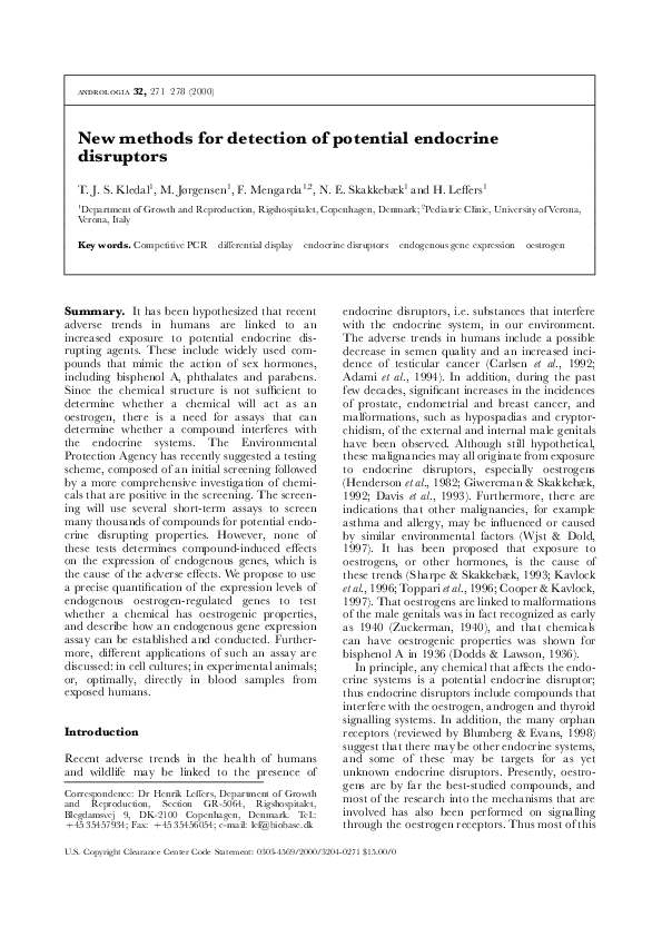 (PDF) New methods for detection of potential endocrine disruptors