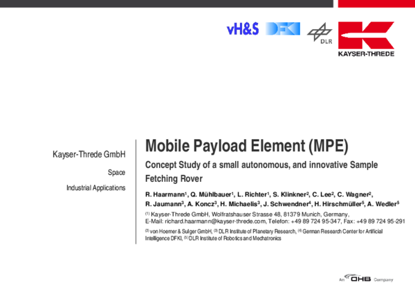 (PDF) Mobile Payload Element (MPE): concept study of a small ...