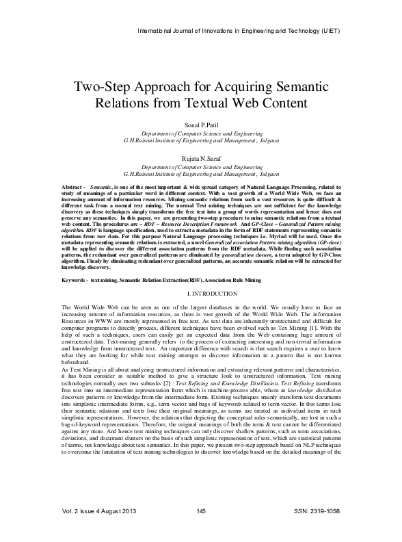 (PDF) Two-Step Approach for Acquiring Semantic Relations from Textual ...