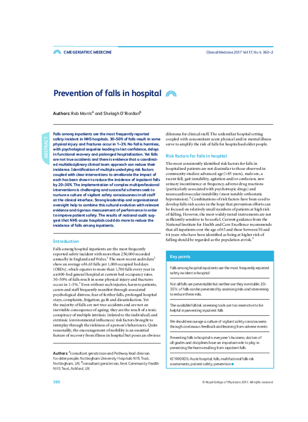 (PDF) Prevention of falls in hospital