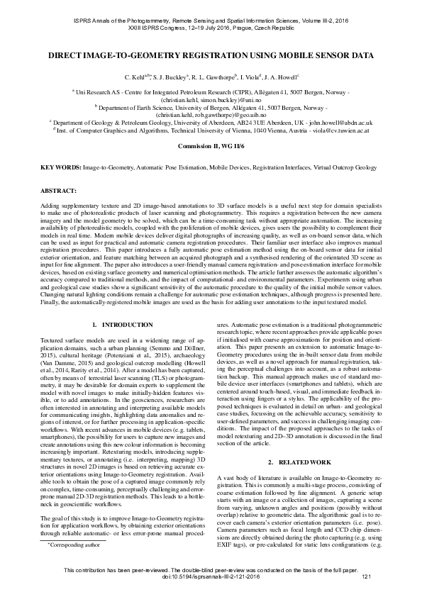 (PDF) Direct Image-To-Geometry Registration Using Mobile Sensor Data