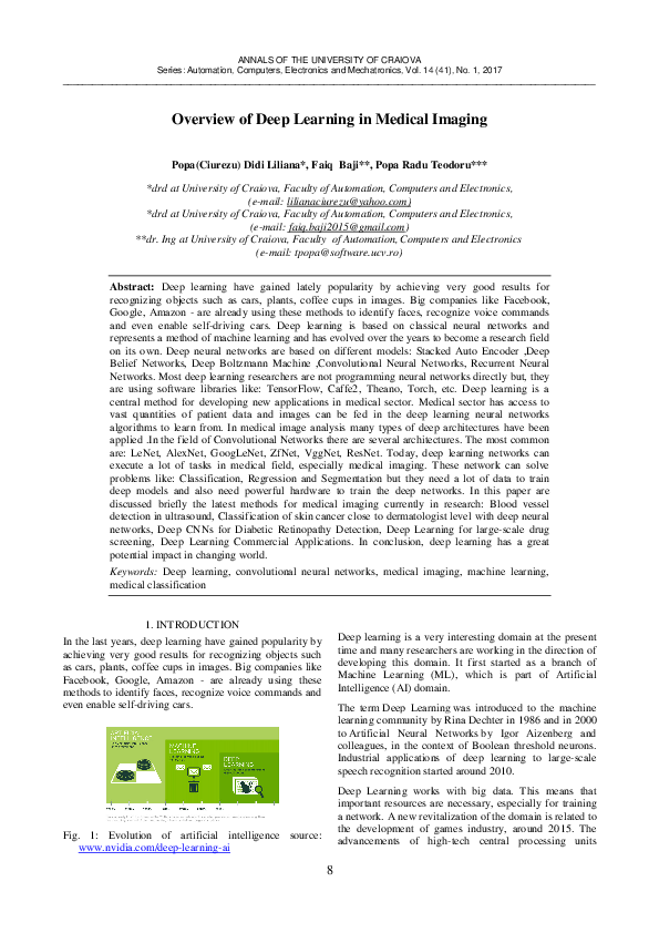 (PDF) Overview of Deep Learning in Medical Imaging