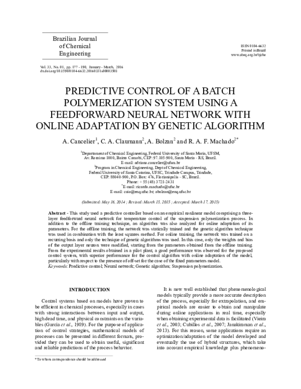 (PDF) Predictive Control of a Batch Polymerization System Using a ...