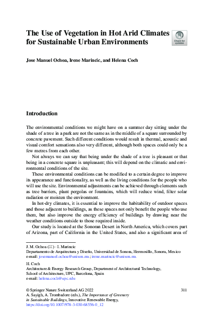 (PDF) The Use of Vegetation in Hot Arid Climates for Sustainable Urban ...