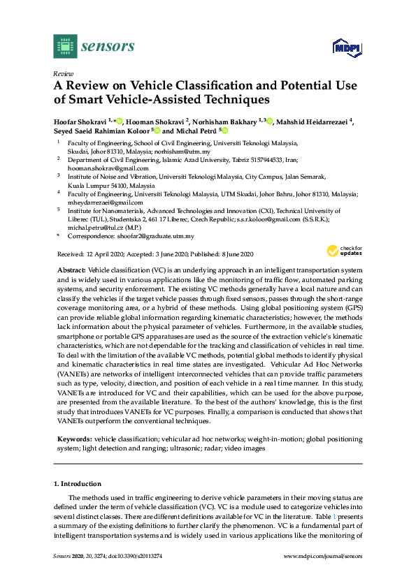 (PDF) A Review on Vehicle Classification and Potential Use of Smart ...